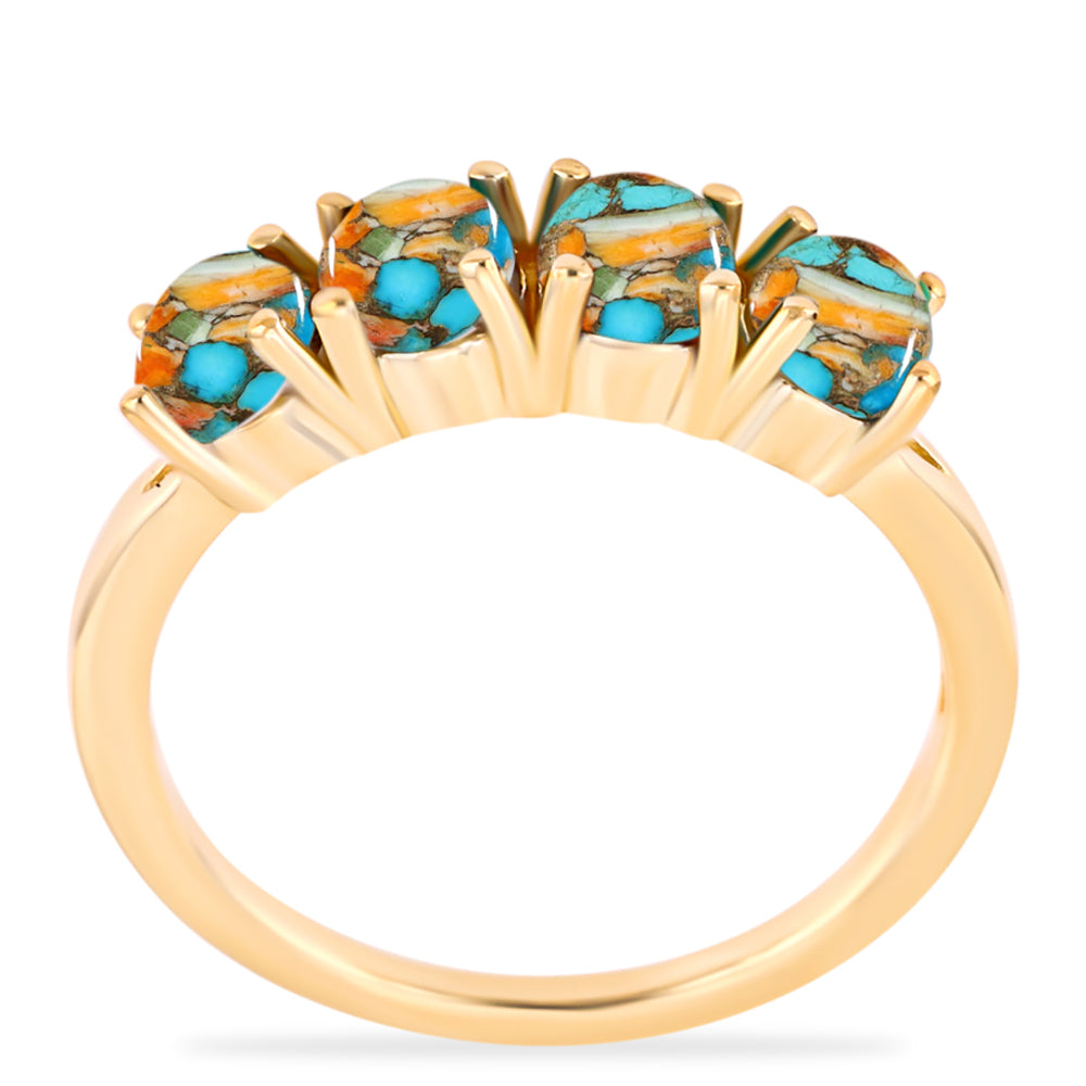 Pozlátený Strieborný Prsteň s Ustricovým Tyrkysom 3 