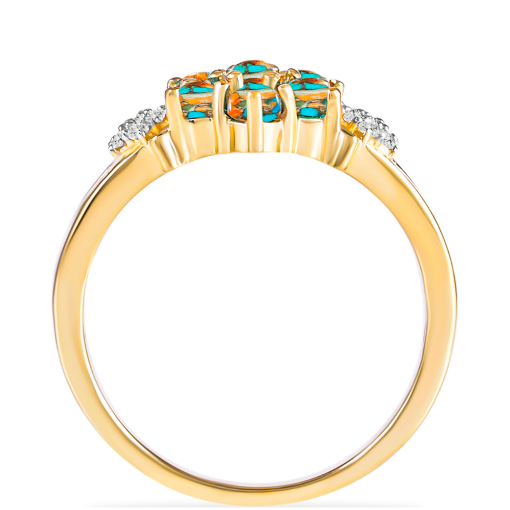 Pozlátený Strieborný Prsteň s Ustricovým Tyrkysom a Bielym Topásom 2 