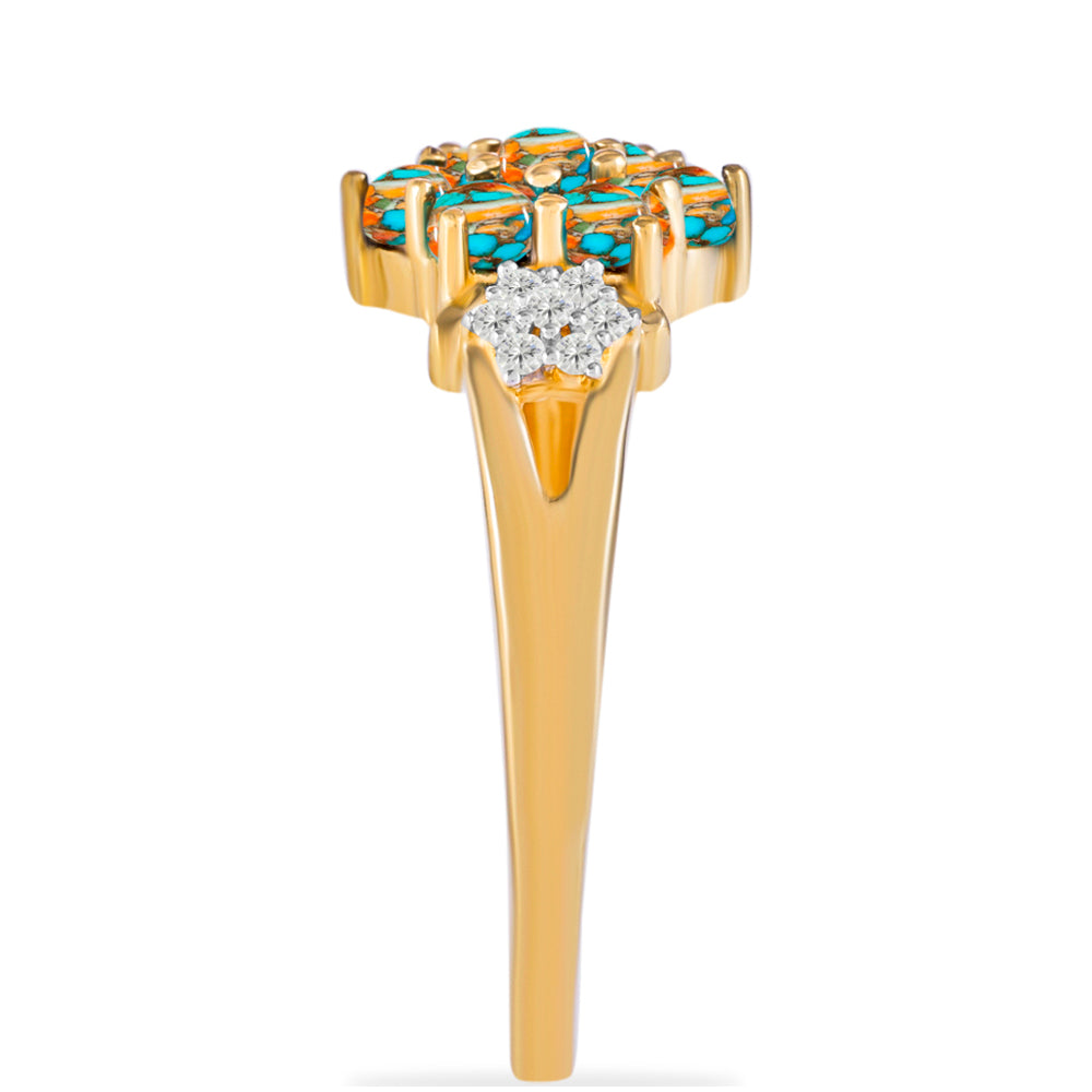 Pozlátený Strieborný Prsteň s Ustricovým Tyrkysom a Bielym Topásom 4 