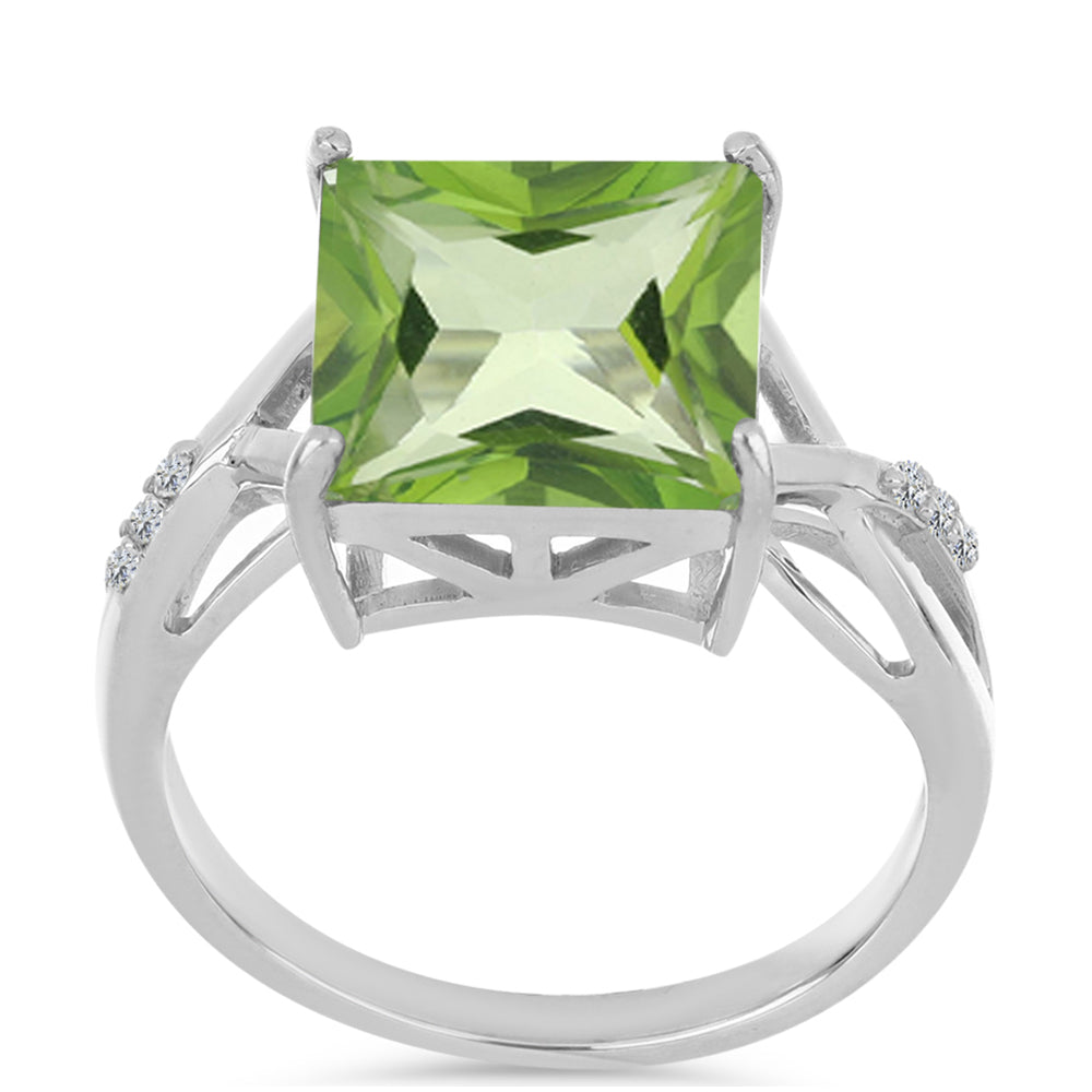 Strieborný Prsteň s Zelenopapraďovým Kremeńom a Bielym Topásom 3 