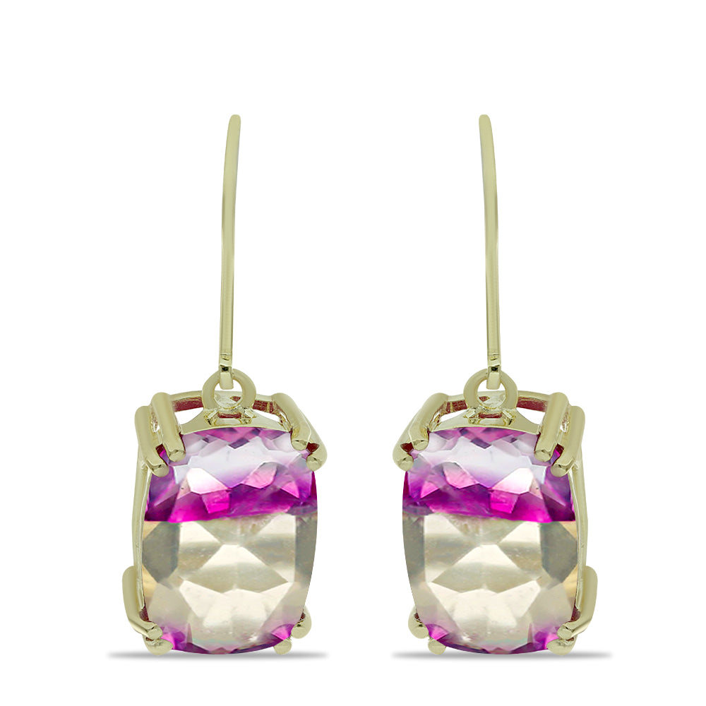 Pozlátené Strieborné Náušnice s Ružovým Fluoritom 1 