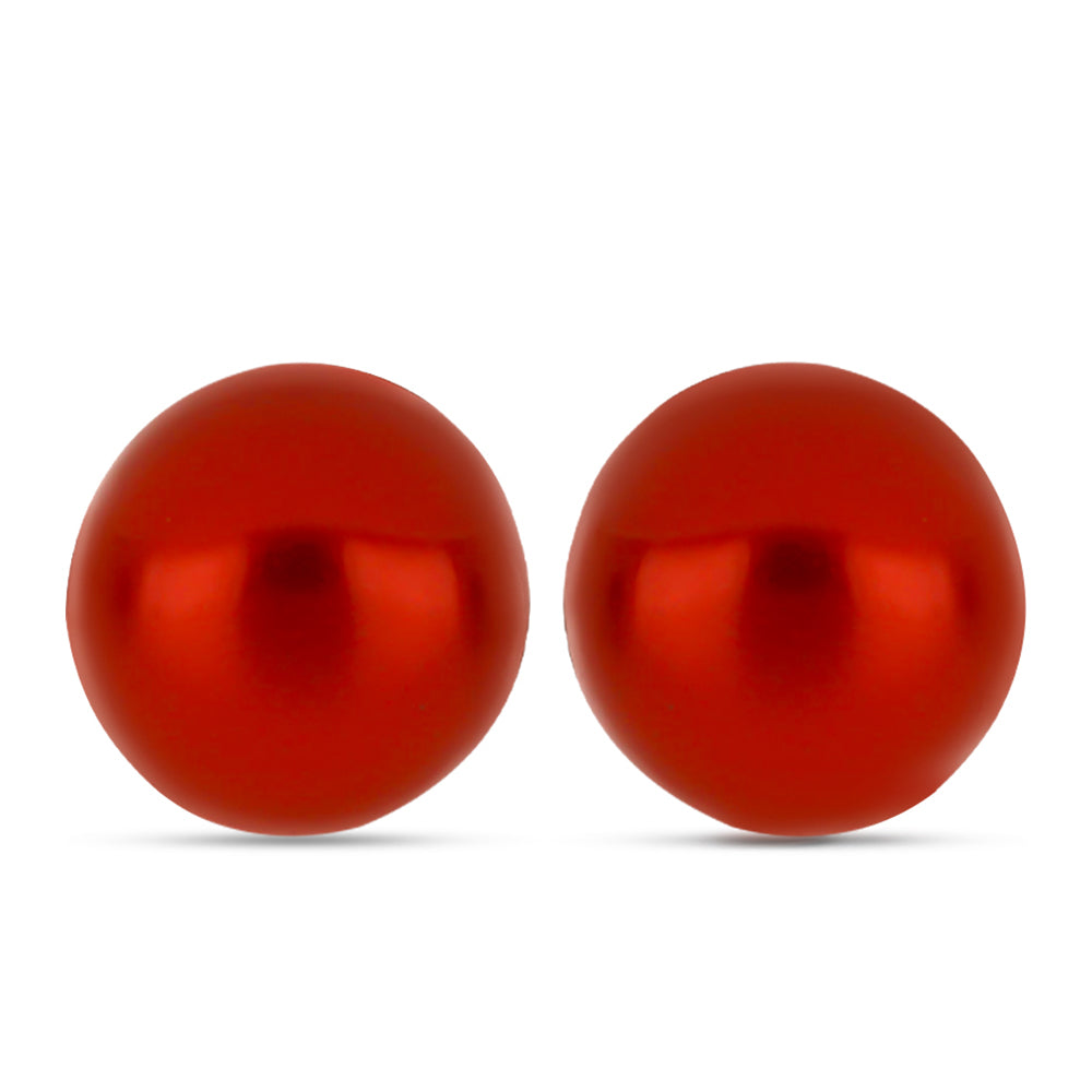 Pozlátené Strieborné Náušnice s Červená sladkovodná perlou 1 