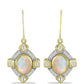 Pozlátené Strieborné Náušnice s Welo opálom a Bielym Topásom