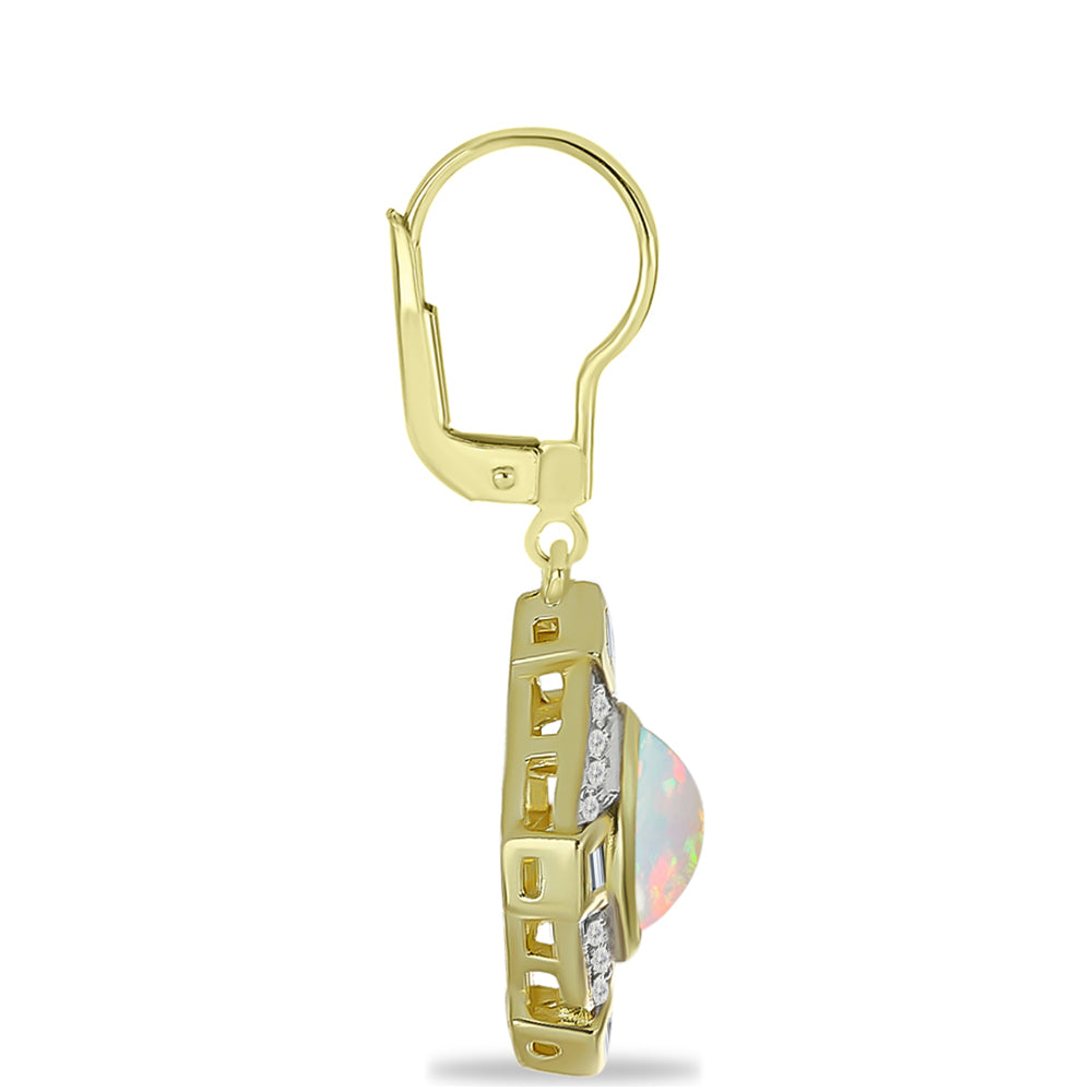 Pozlátené Strieborné Náušnice s Welo opálom a Bielym Topásom 2 