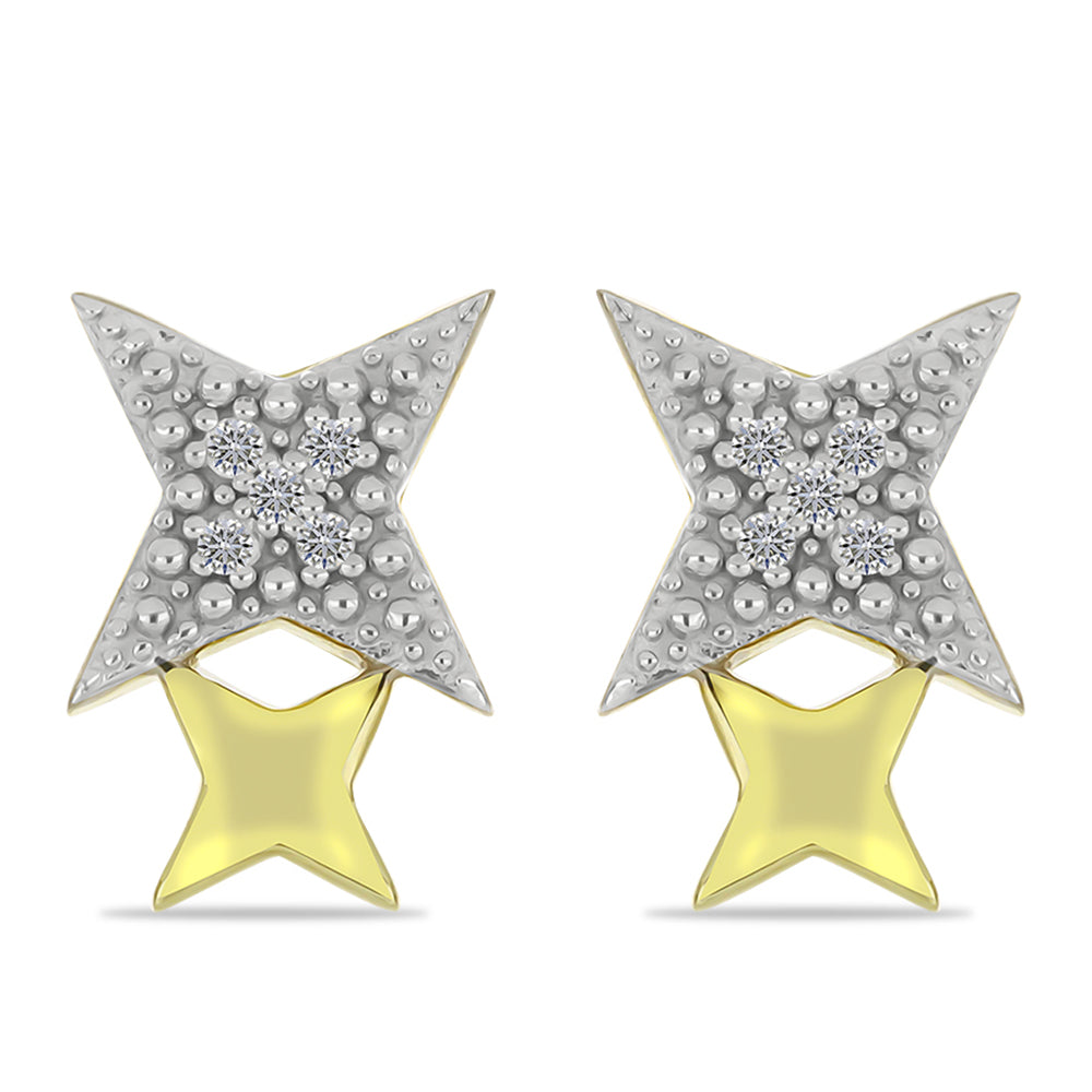 Pozlátené Strieborné Náušnice s Bielym Diamantom 1 