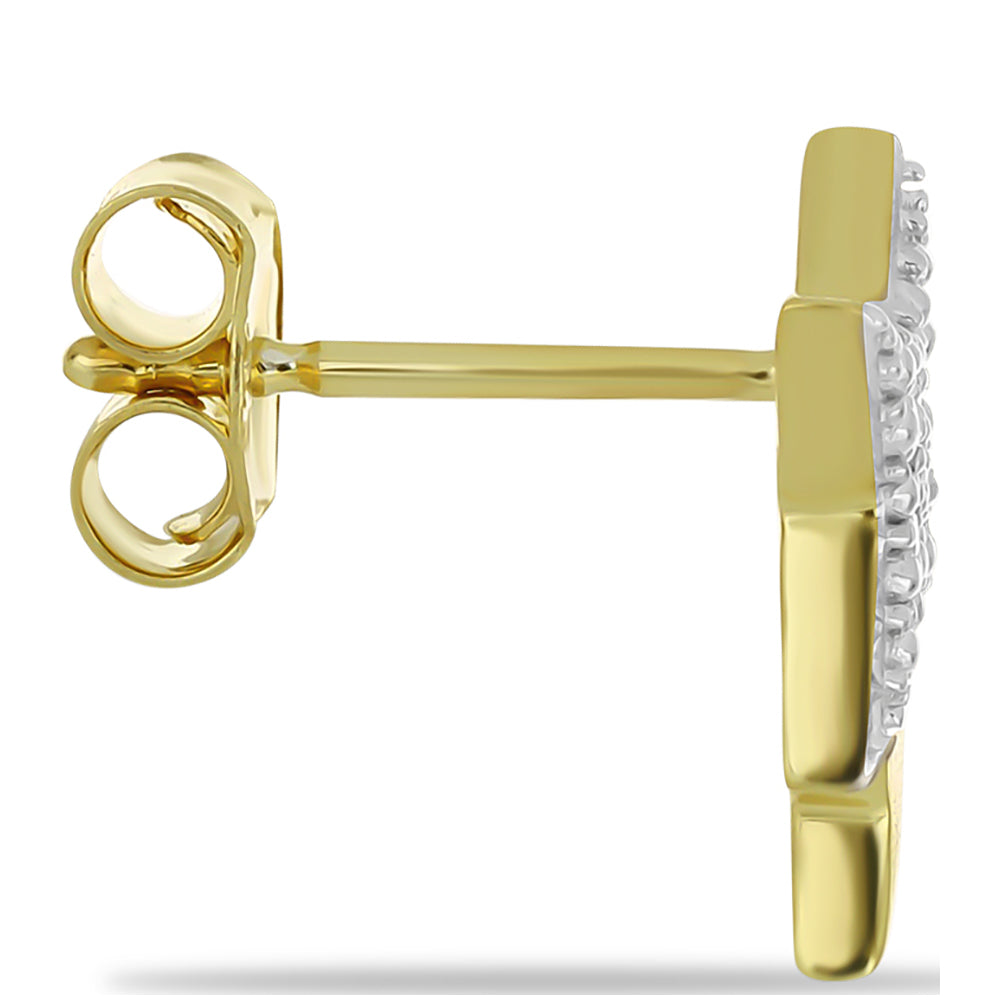 Pozlátené Strieborné Náušnice s Bielym Diamantom