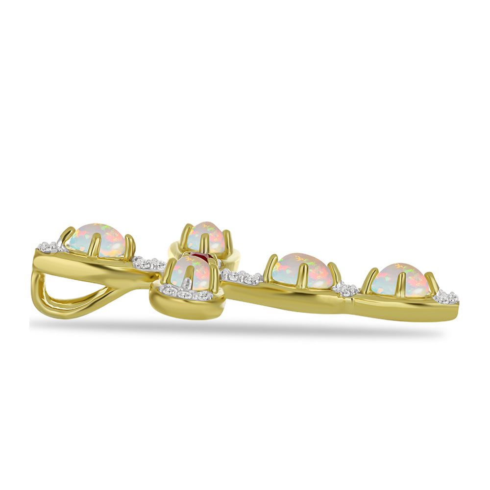 Kríž Pozlátený Strieborný Prívesok s Welo opálom a Madagaskarským Rubínom 2 