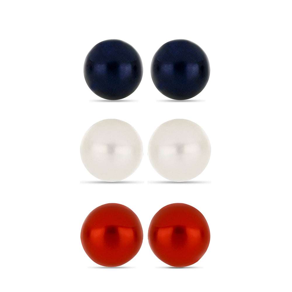 Pozlátené Strieborné Sada s Červená sladkovodná perlou a Bielou Kultivovanou Perlou ( Náušnice )