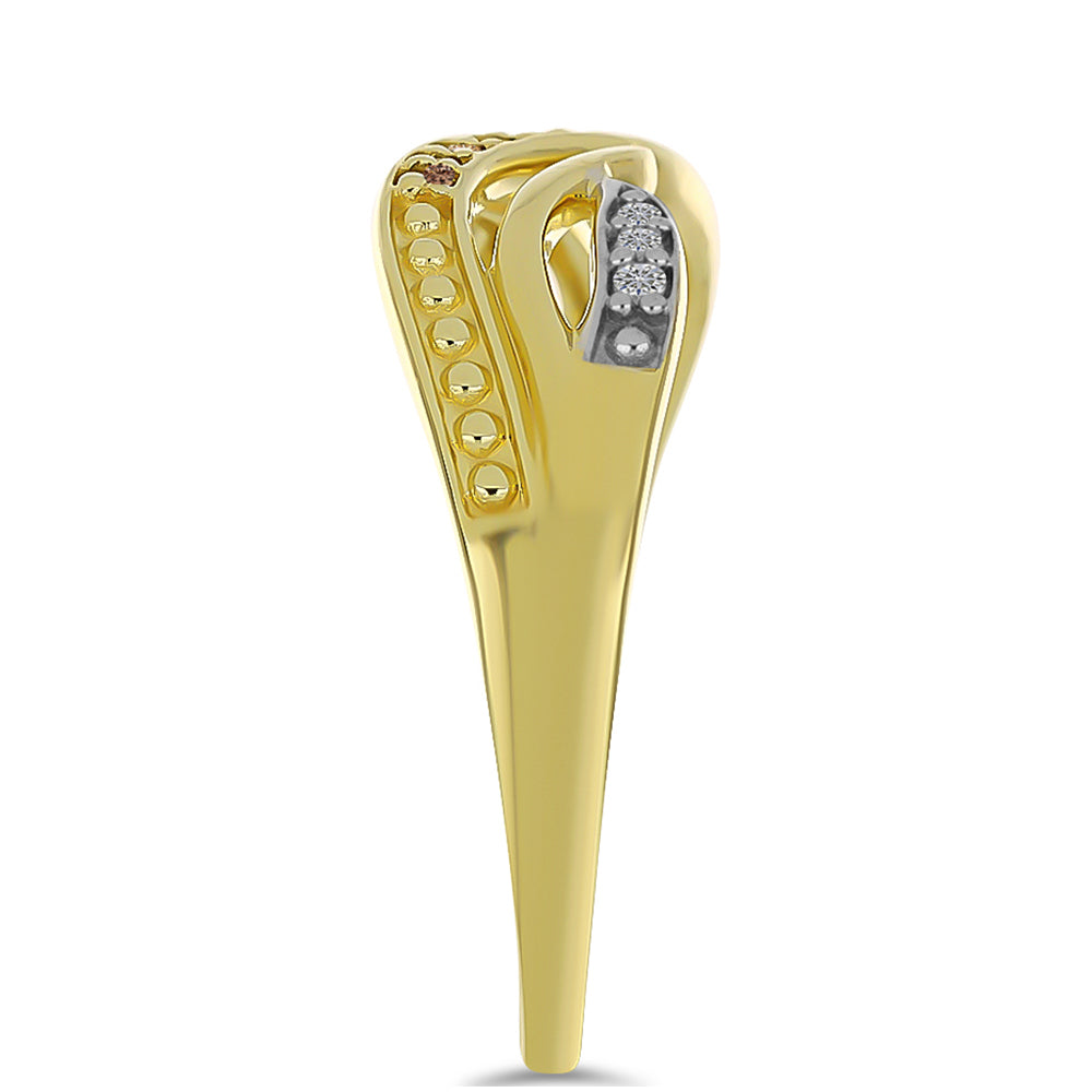 Pozlátený Strieborný Prsteň s Champagne Diamantom a Bielym Diamantom 4 