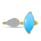 Pozlátený Strieborný Prsteň s Aqua Chalcedonom a Bielym Topásom