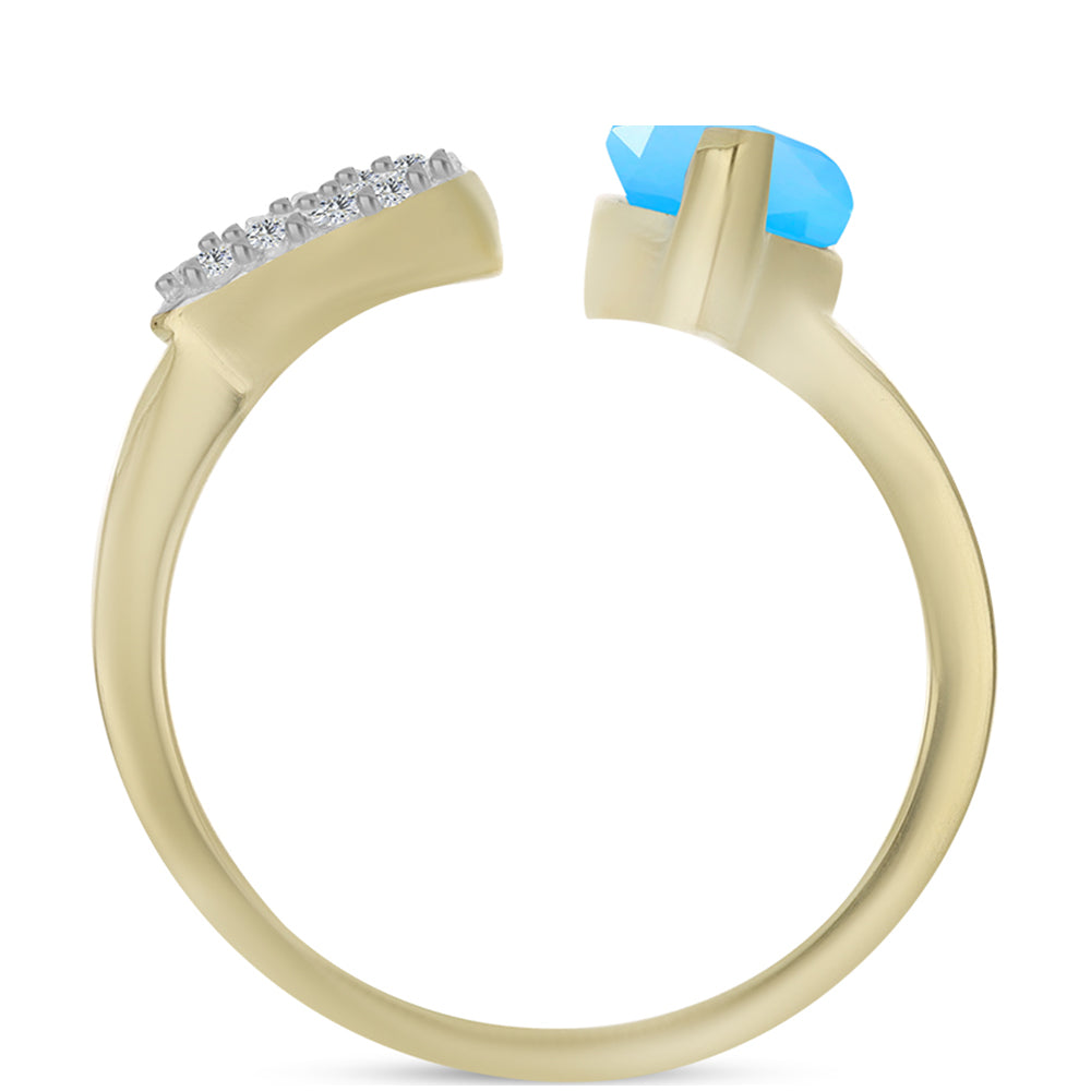 Pozlátený Strieborný Prsteň s Aqua Chalcedonom a Bielym Topásom 2 