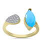 Pozlátený Strieborný Prsteň s Aqua Chalcedonom a Bielym Topásom