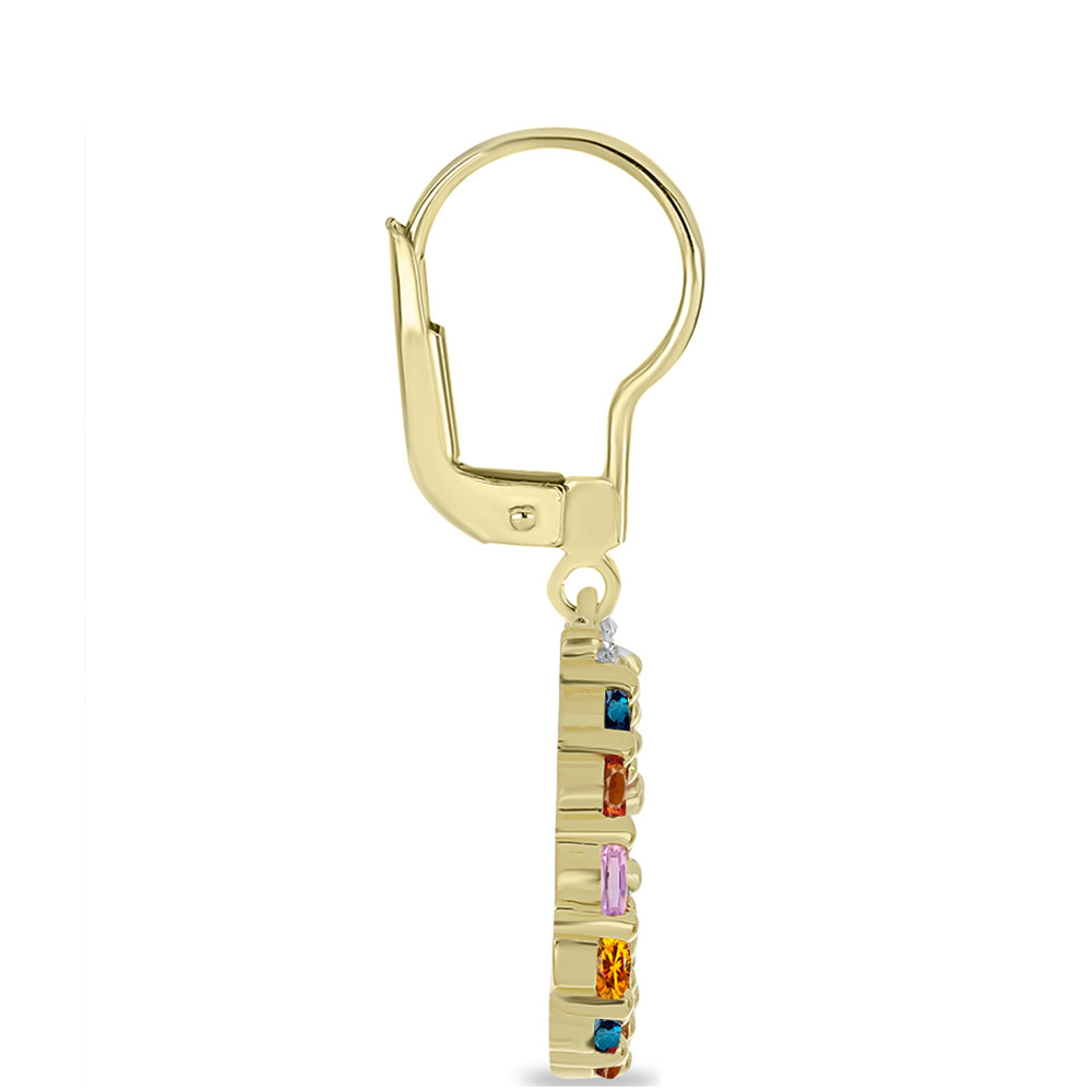 Pozlátené Strieborné Náušnice s Dúhovým Zafírom a Bielym Topásom