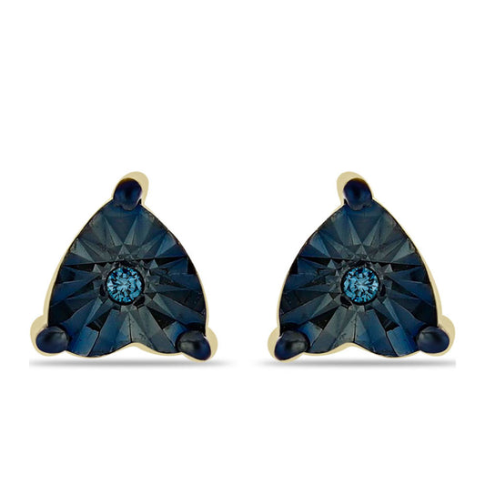 Pozlátené Strieborné Náušnice s Modrým Diamantom