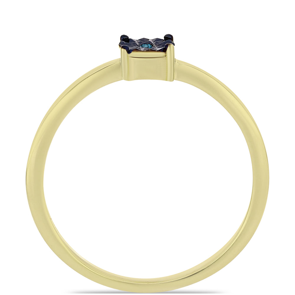 Pozlátený Strieborný Prsteň s Modrým Diamantom