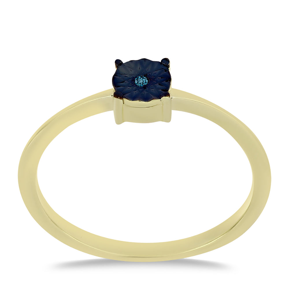 Pozlátený Strieborný Prsteň s Modrým Diamantom 3 