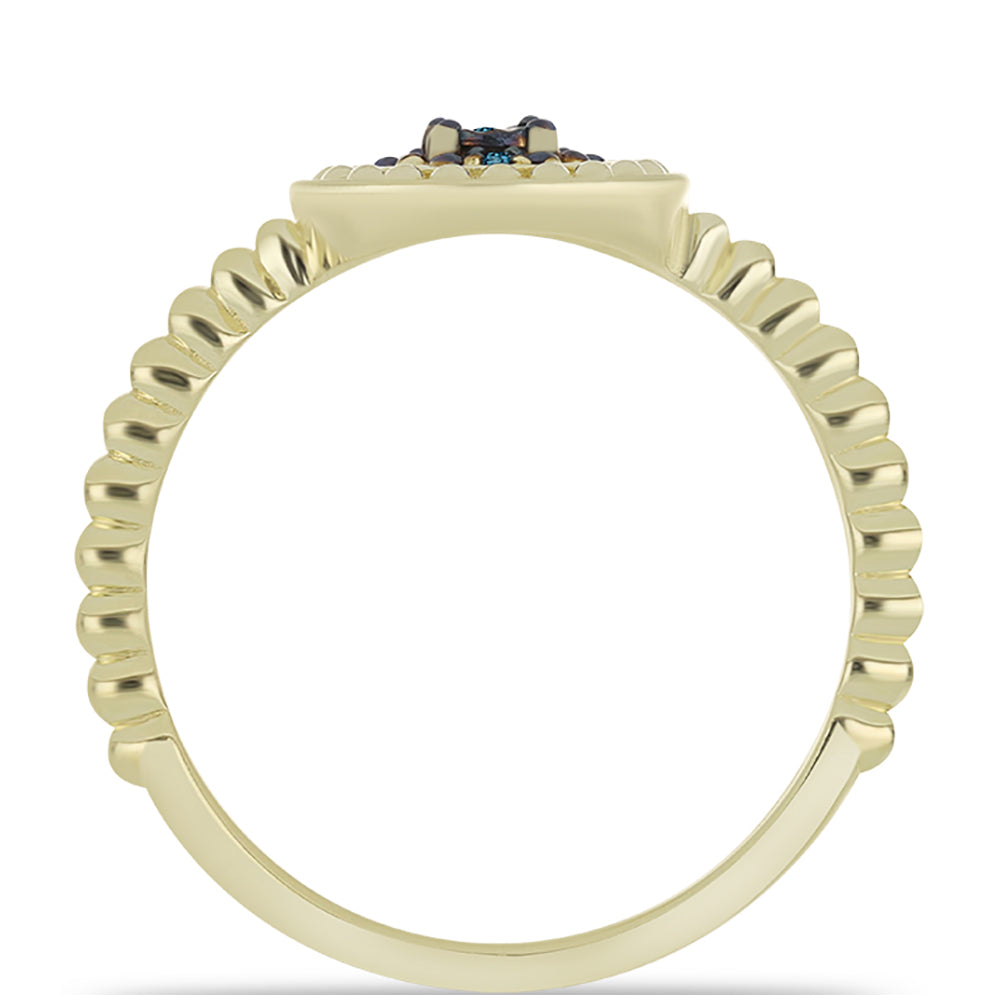 Pozlátený Strieborný Prsteň s Modrým Diamantom 2 
