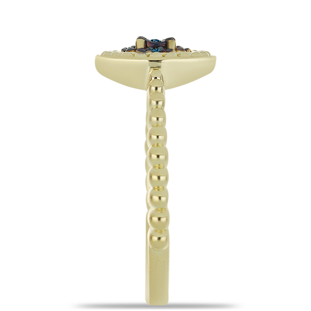 Pozlátený Strieborný Prsteň s Modrým Diamantom 4 