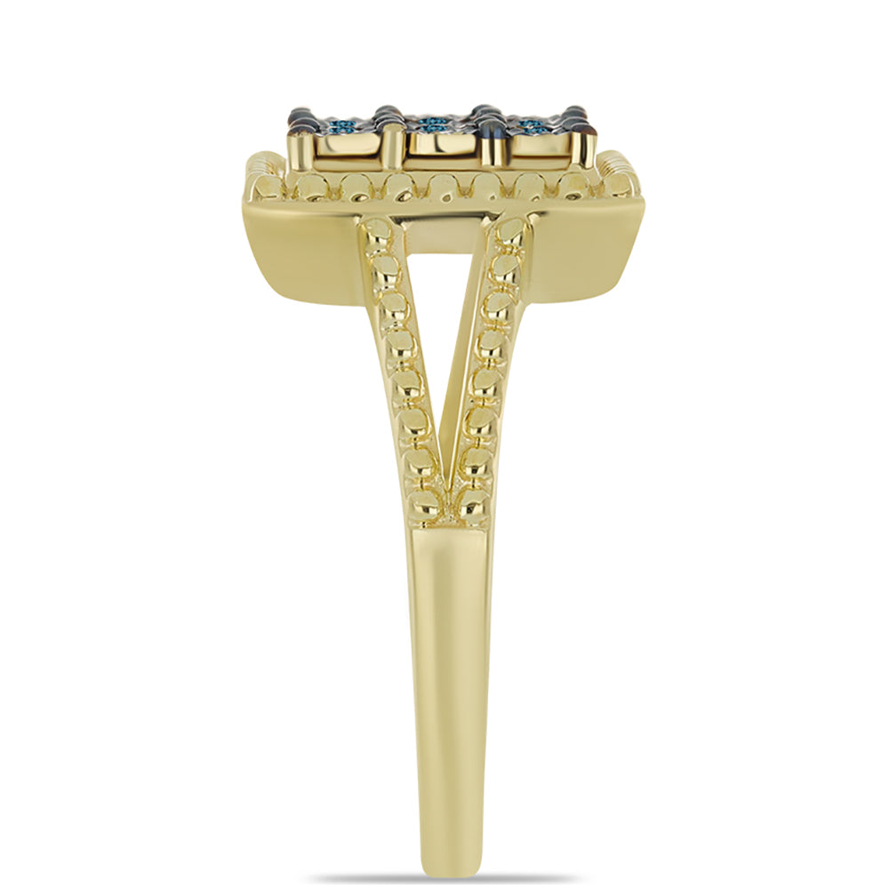 Pozlátený Strieborný Prsteň s Modrým Diamantom 4 