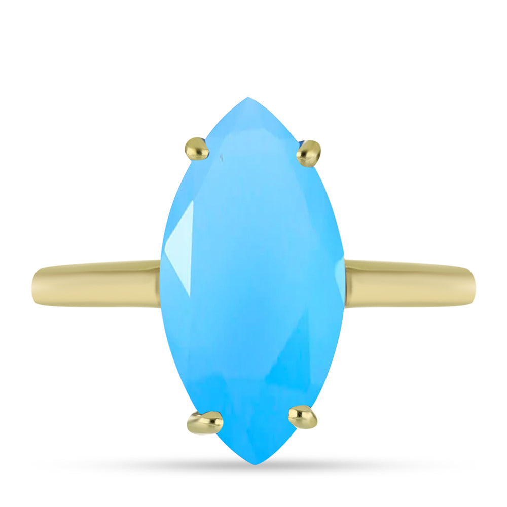 Pozlátený Strieborný Prsteň s Aqua Chalcedonom