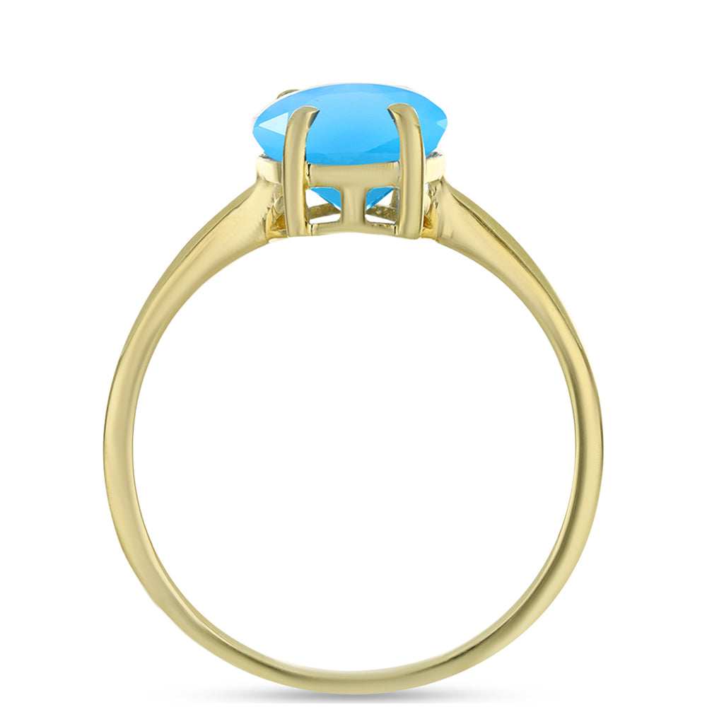 Pozlátený Strieborný Prsteň s Aqua Chalcedonom 2 