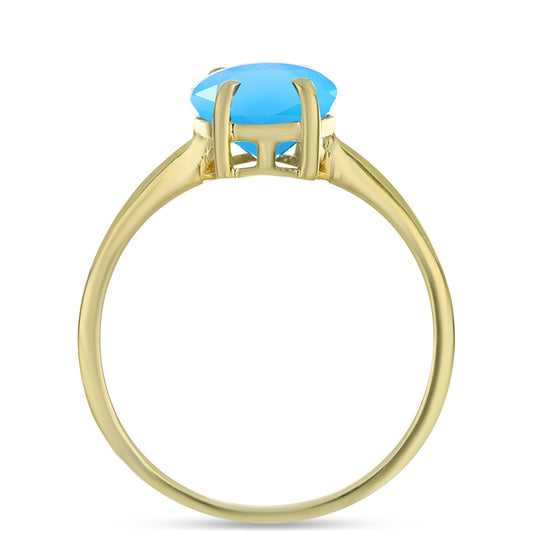 Pozlátený Strieborný Prsteň s Aqua Chalcedonom