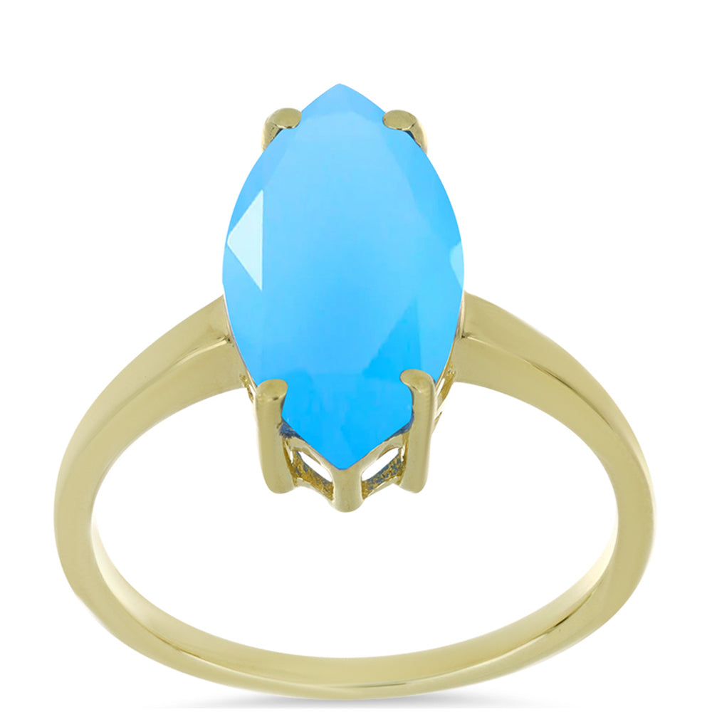 Pozlátený Strieborný Prsteň s Aqua Chalcedonom 3 
