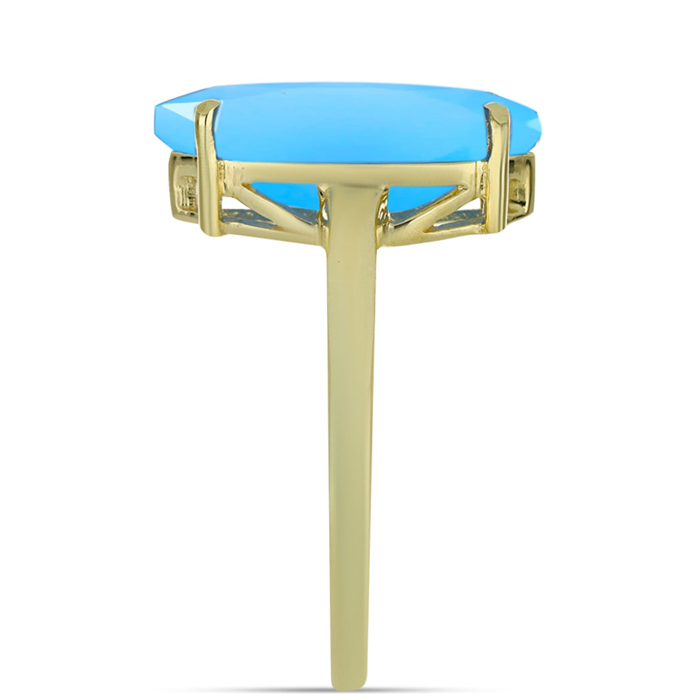 Pozlátený Strieborný Prsteň s Aqua Chalcedonom