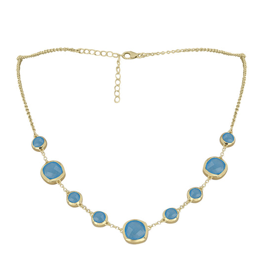 Pozlátený Strieborný Náhrdelník s Aqua Chalcedonom