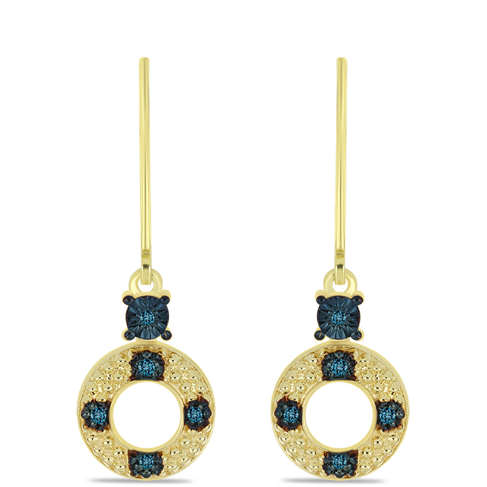 Pozlátené Strieborné Náušnice s Modrým Diamantom 1 