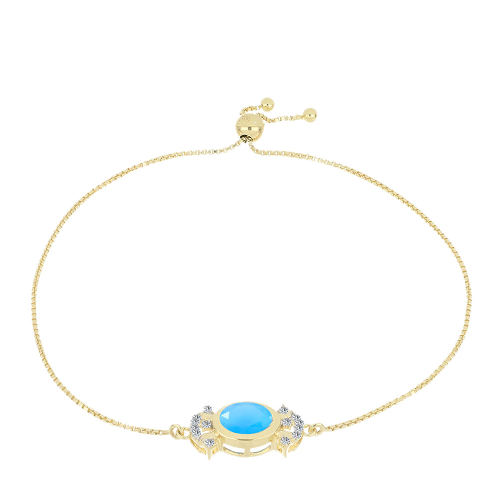 Pozlátený Strieborný Náramok s Aqua Chalcedonom a Bielym Topásom 1 