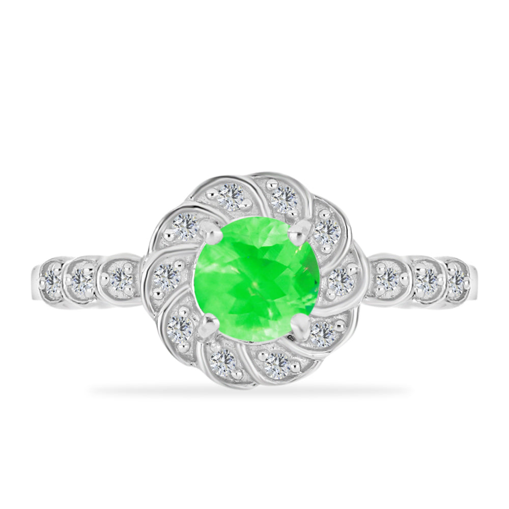 Strieborný Prsteň s Hyalit Opálom a Bielym Topásom