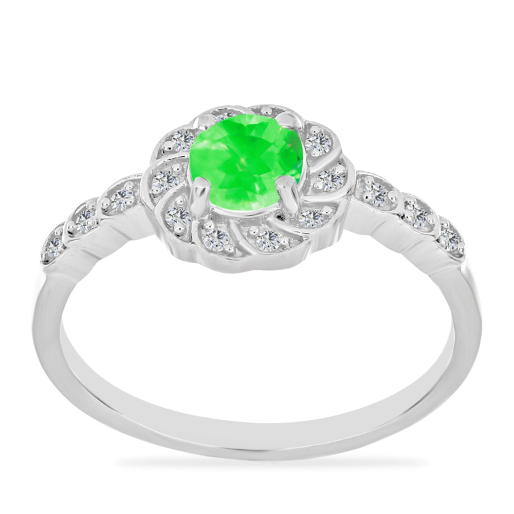 Strieborný Prsteň s Hyalit Opálom a Bielym Topásom