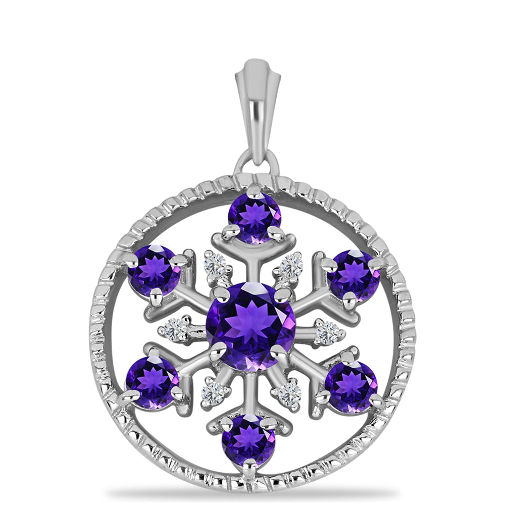 Strieborný Prívesok s Marockým Ametystom a Bielym Topásom