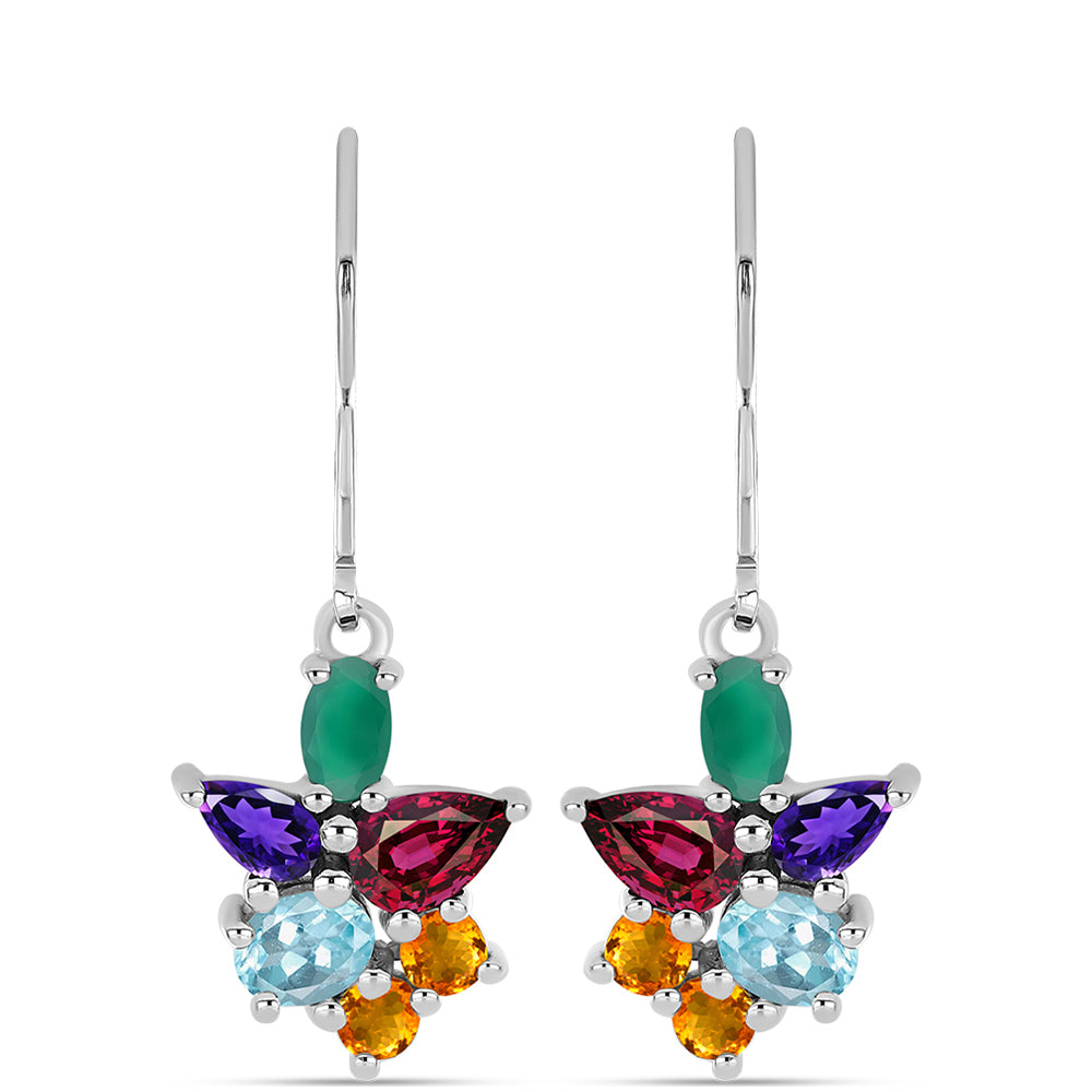 Strieborné Náušnice s Marockým Ametystom a so Zeleným Achátom 1 