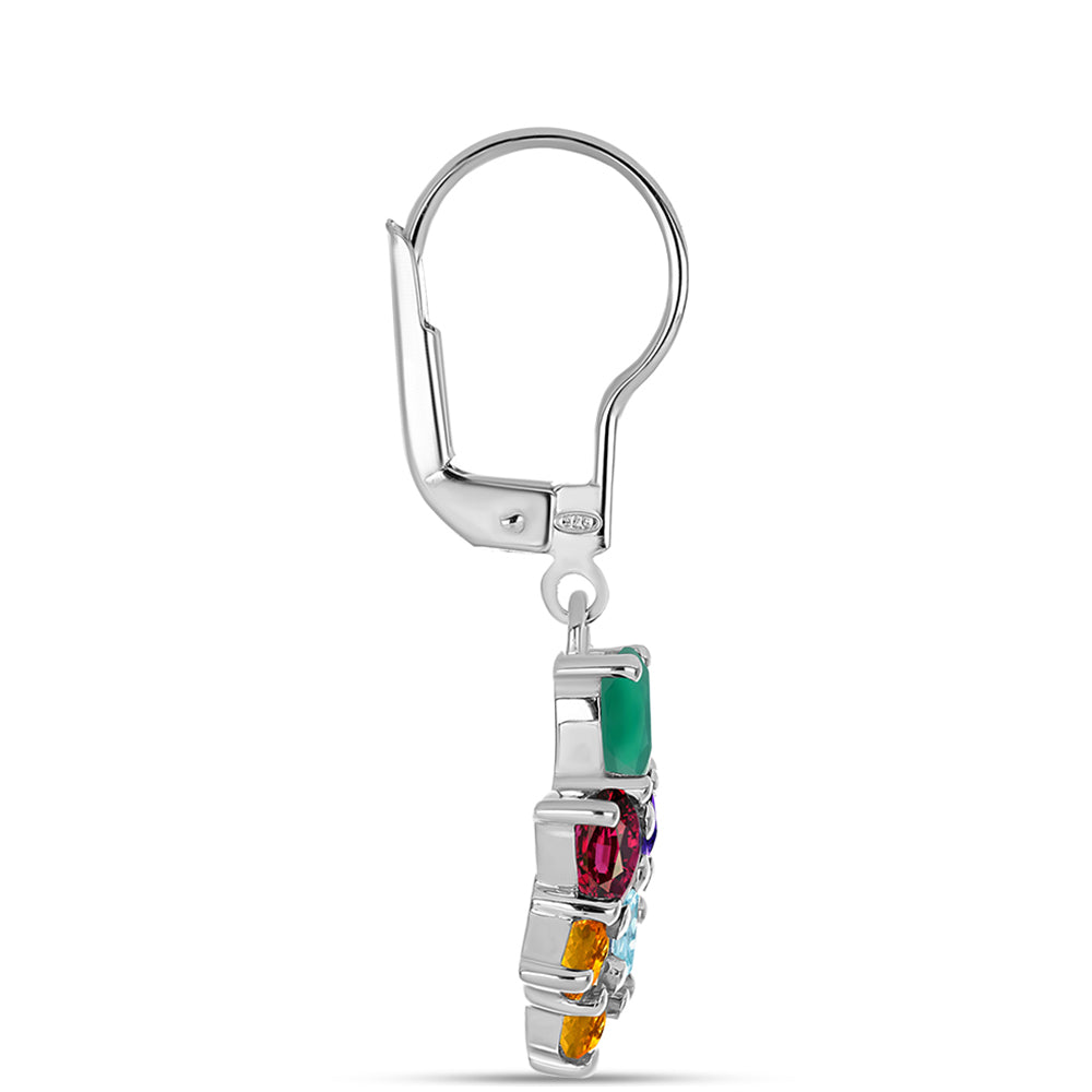 Strieborné Náušnice s Marockým Ametystom a so Zeleným Achátom 2 