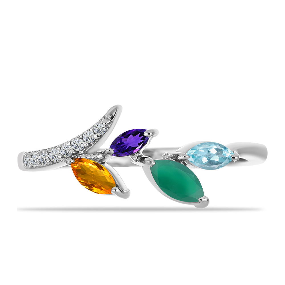 Strieborný Prsteň s Marockým Ametystom a so Zeleným Achátom 1 