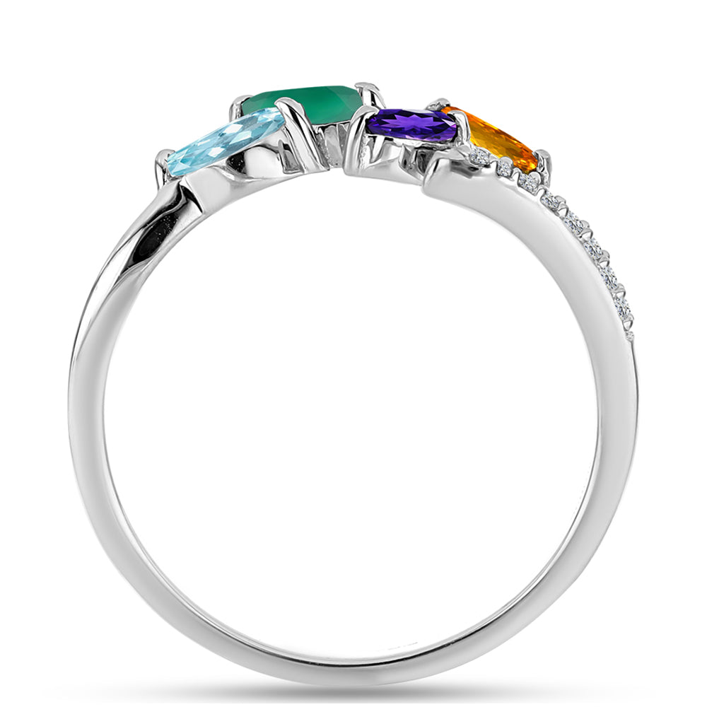 Strieborný Prsteň s Marockým Ametystom a so Zeleným Achátom 2 