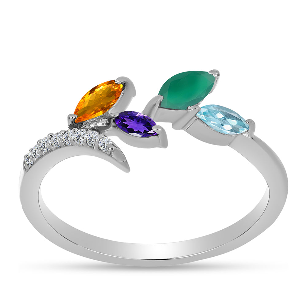 Strieborný Prsteň s Marockým Ametystom a so Zeleným Achátom