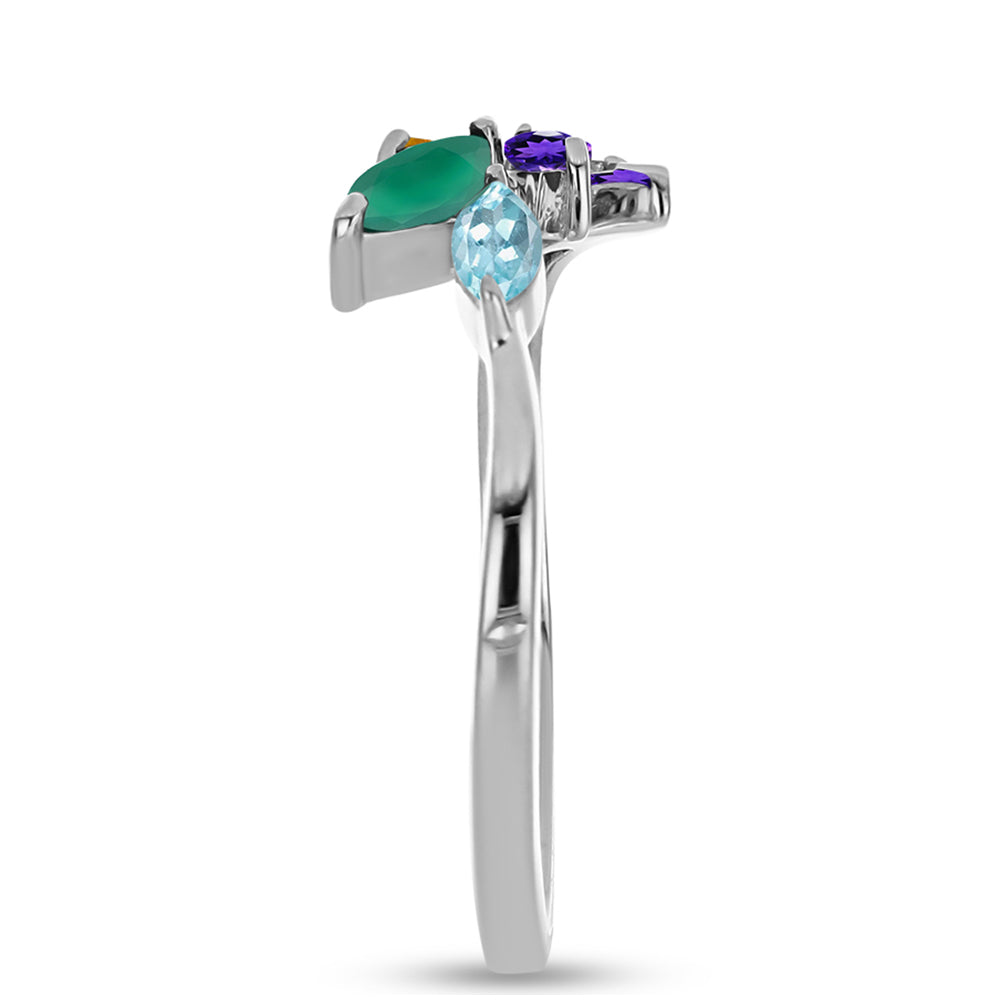 Strieborný Prsteň s Marockým Ametystom a so Zeleným Achátom 4 