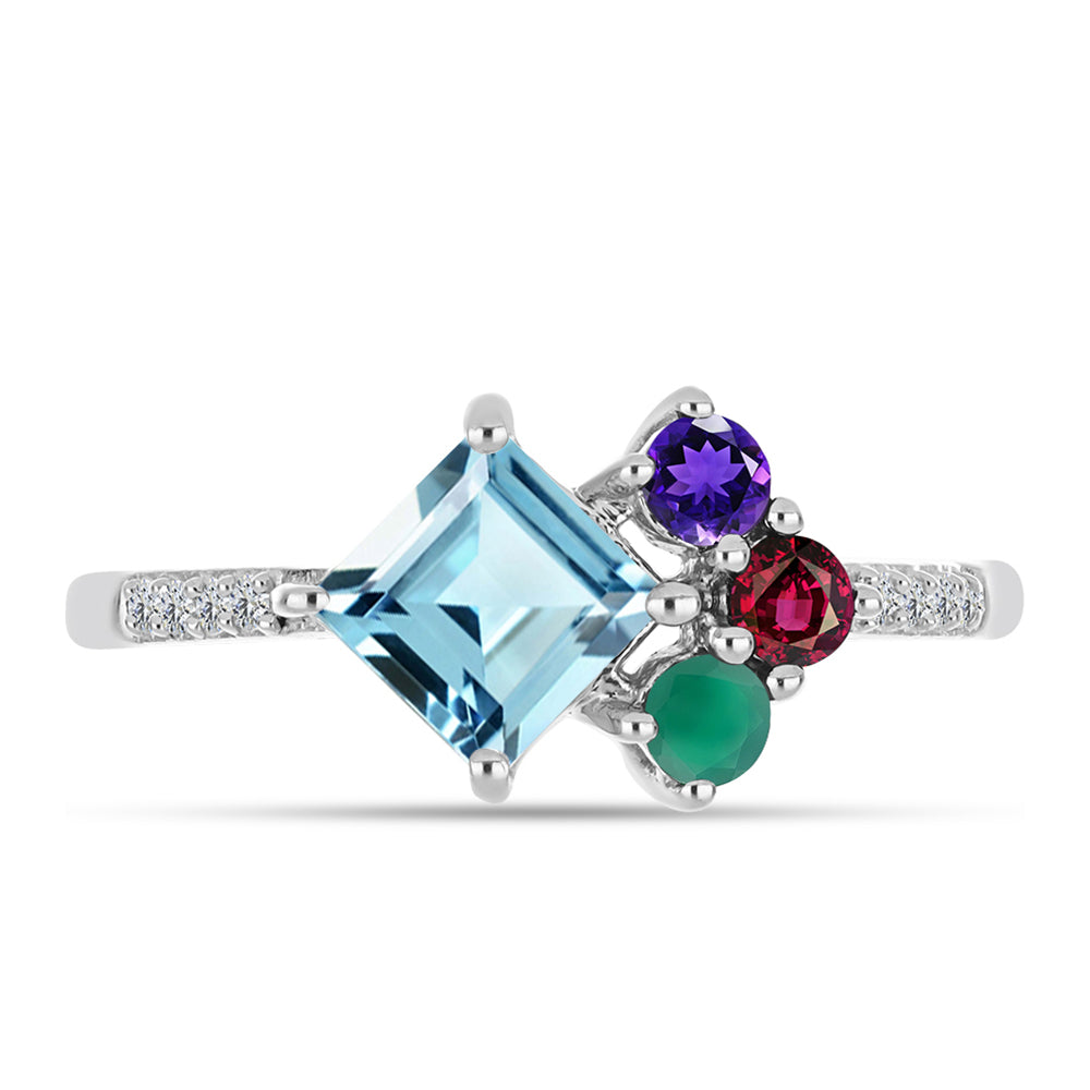 Strieborný Prsteň s Marockým Ametystom a so Zeleným Achátom 1 