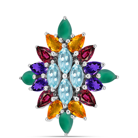 Strieborný Prsteň s Marockým Ametystom a so Zeleným Achátom