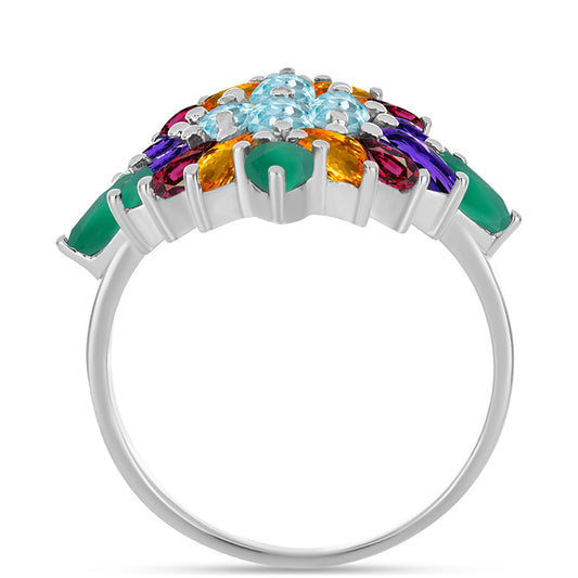 Strieborný Prsteň s Marockým Ametystom a so Zeleným Achátom