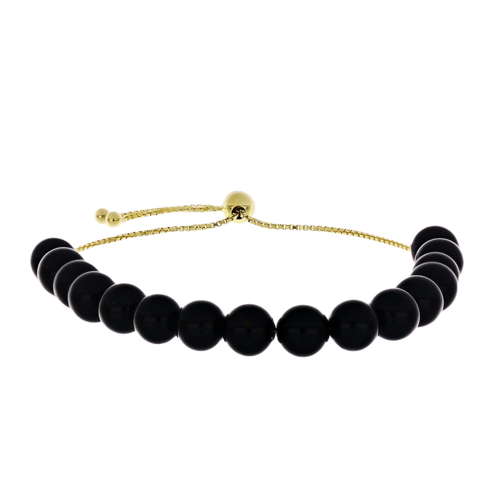 Pozlátený Strieborný Náramok s Čiernym Spinelom