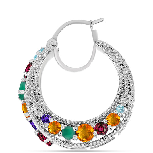 Strieborné Náušnice s Marockým Ametystom a so Zeleným Achátom