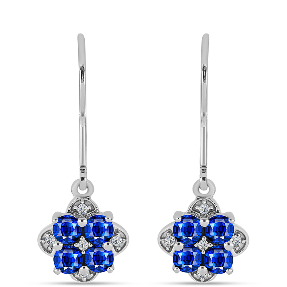 Strieborné Náušnice s Austrálskym Modrým Zafírom a Bielym Topásom