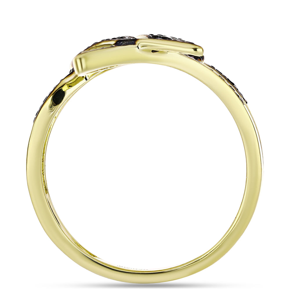 Pozlátený Strieborný Prsteň s Čiernym Spinelom 2 