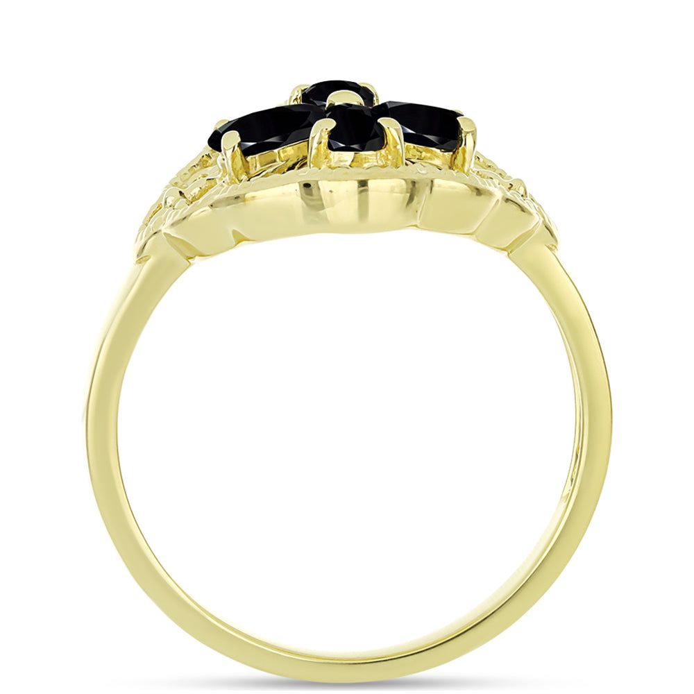 Pozlátený Strieborný Prsteň s Čiernym Spinelom 2 