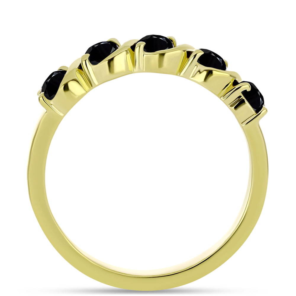 Pozlátený Strieborný Prsteň s Čiernym Spinelom 2 