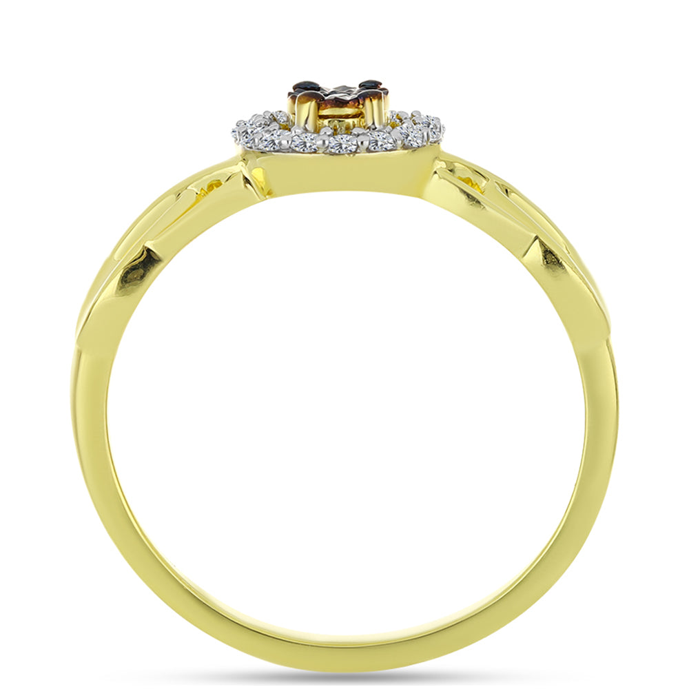 Pozlátený Strieborný Prsteň s Modrým Diamantom a Bielym Topásom 2 